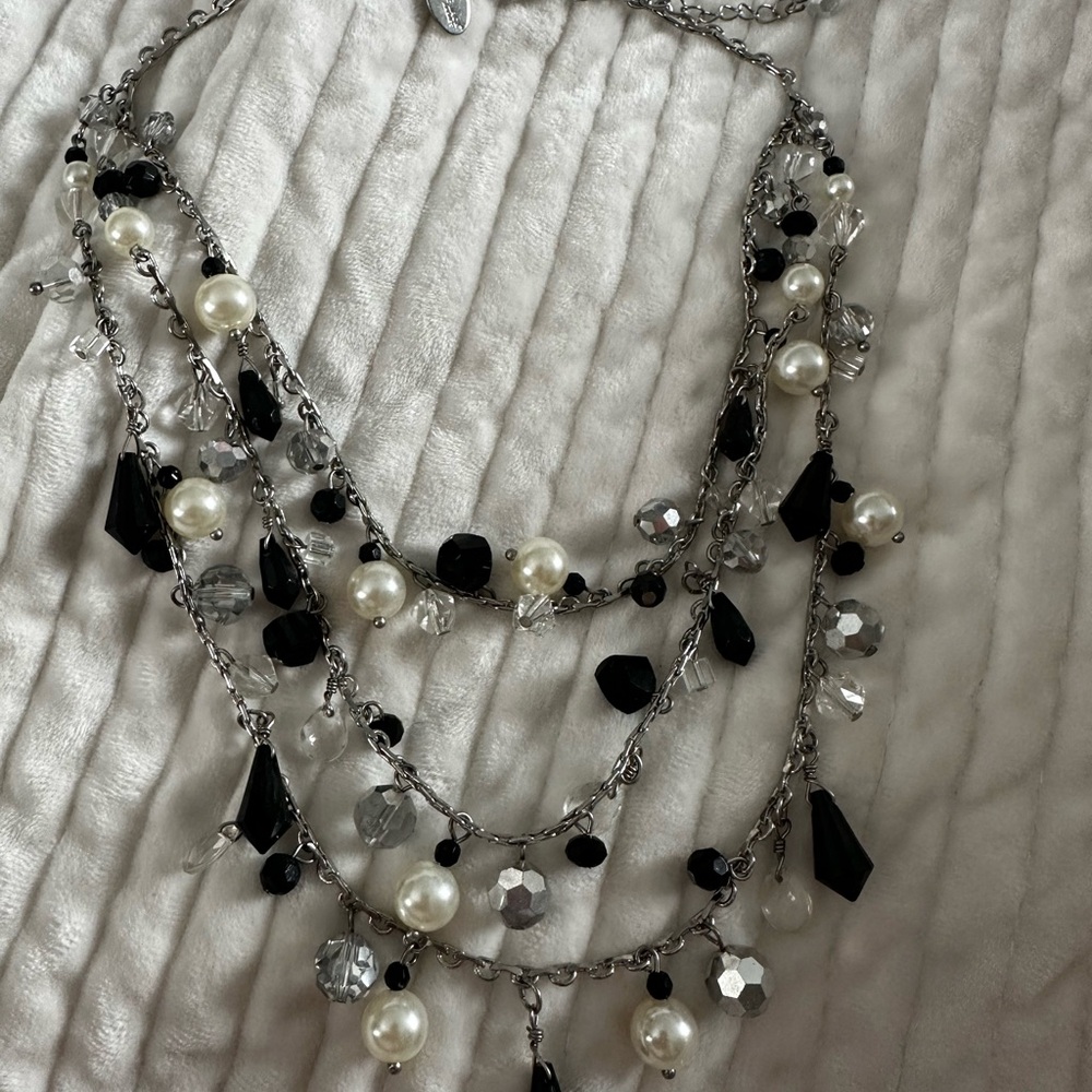 Chic Black and Silver Multi-Layer Necklace